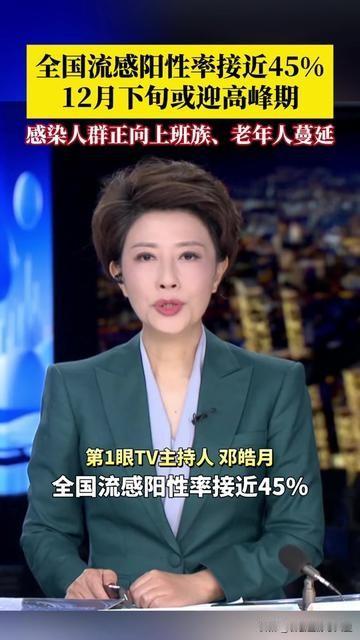 这波流感，比想象中还凶！

全国流感阳性率都快45%了，12月底要迎来高峰期