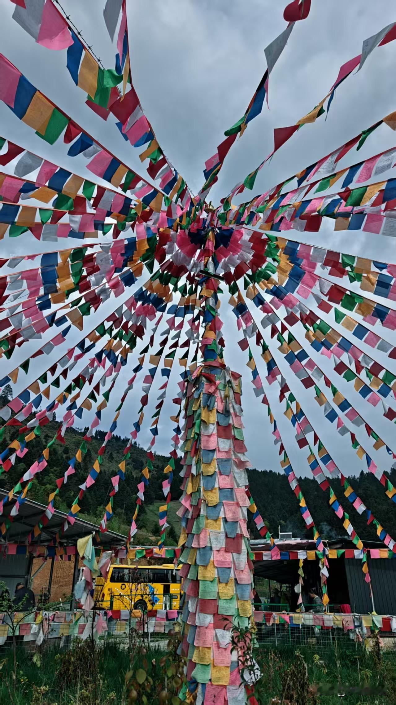 丽江经幡，那可是丽江一道独特的风景线。在丽江的山间、寺庙旁，总能看到五彩经幡随风