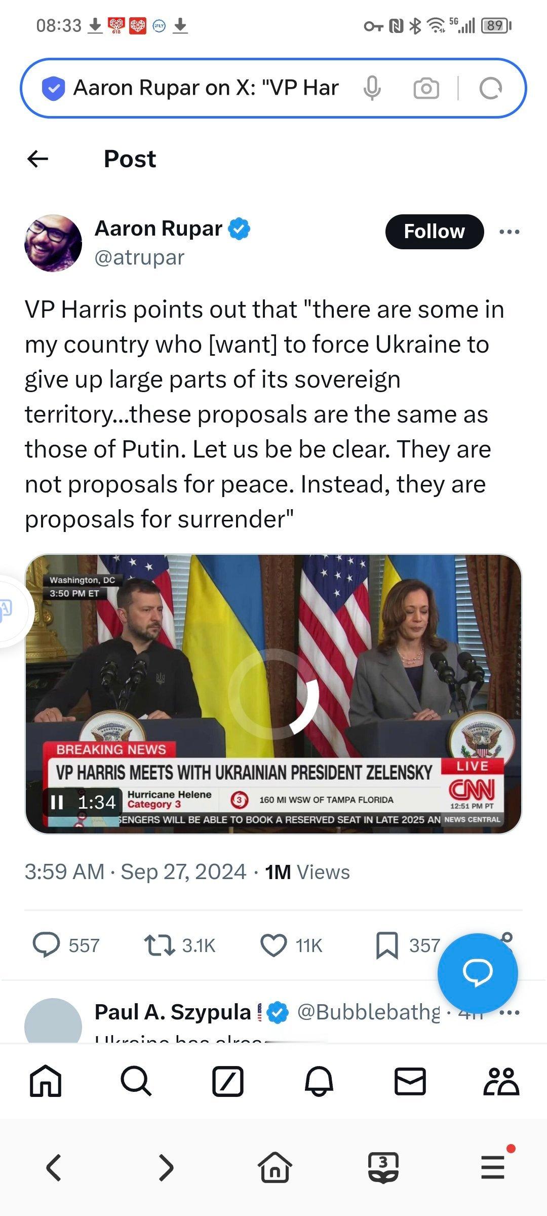 美国副总统哈里斯副指出：