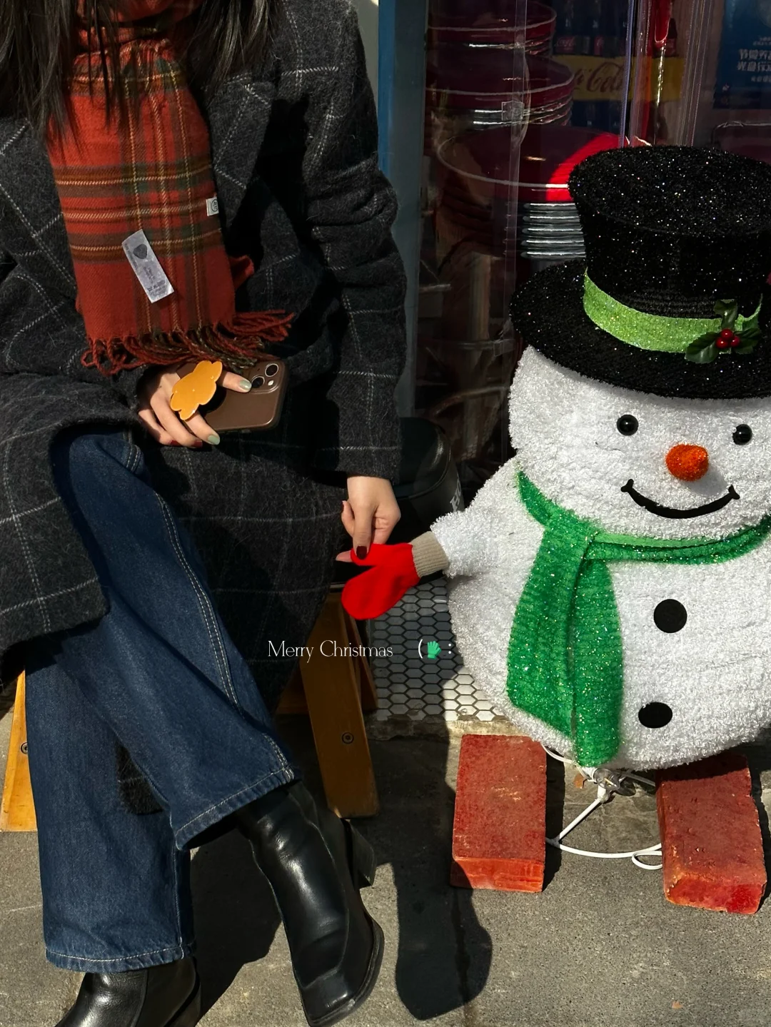 和雪人⛄️牵手了