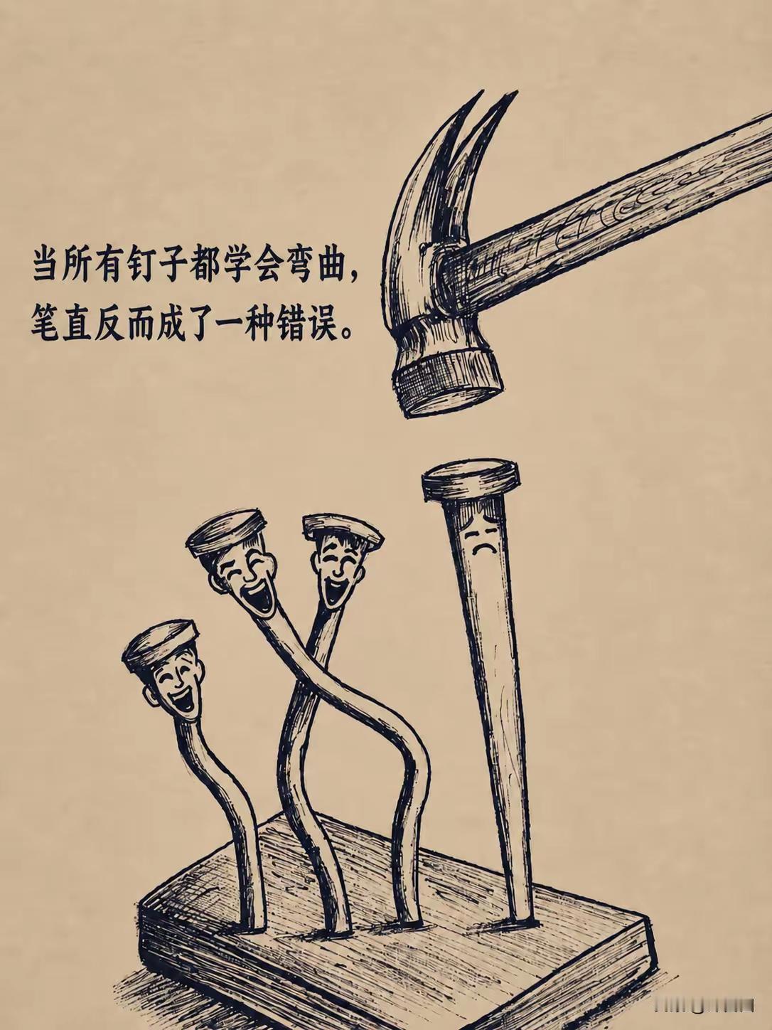 然而现实的是，弯曲的都被抛弃掉了，笔直的完成了它的使命，永远有价值。
