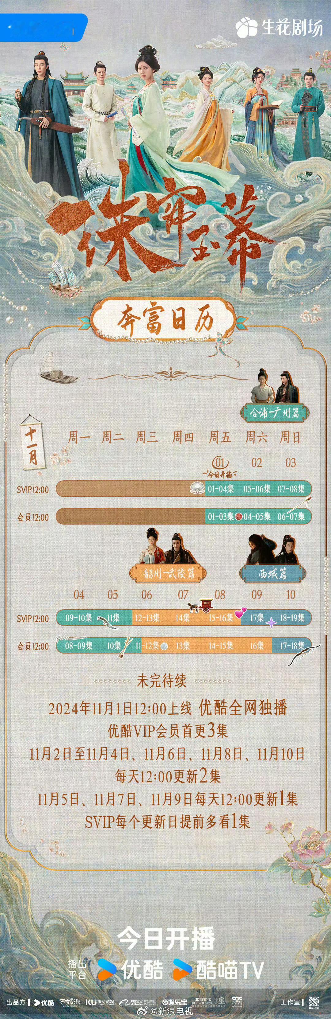 #珠帘玉幕首更4集# 赵露思、刘宇宁《#珠帘玉幕#》“奔富日历”，坐等开播啦[吃