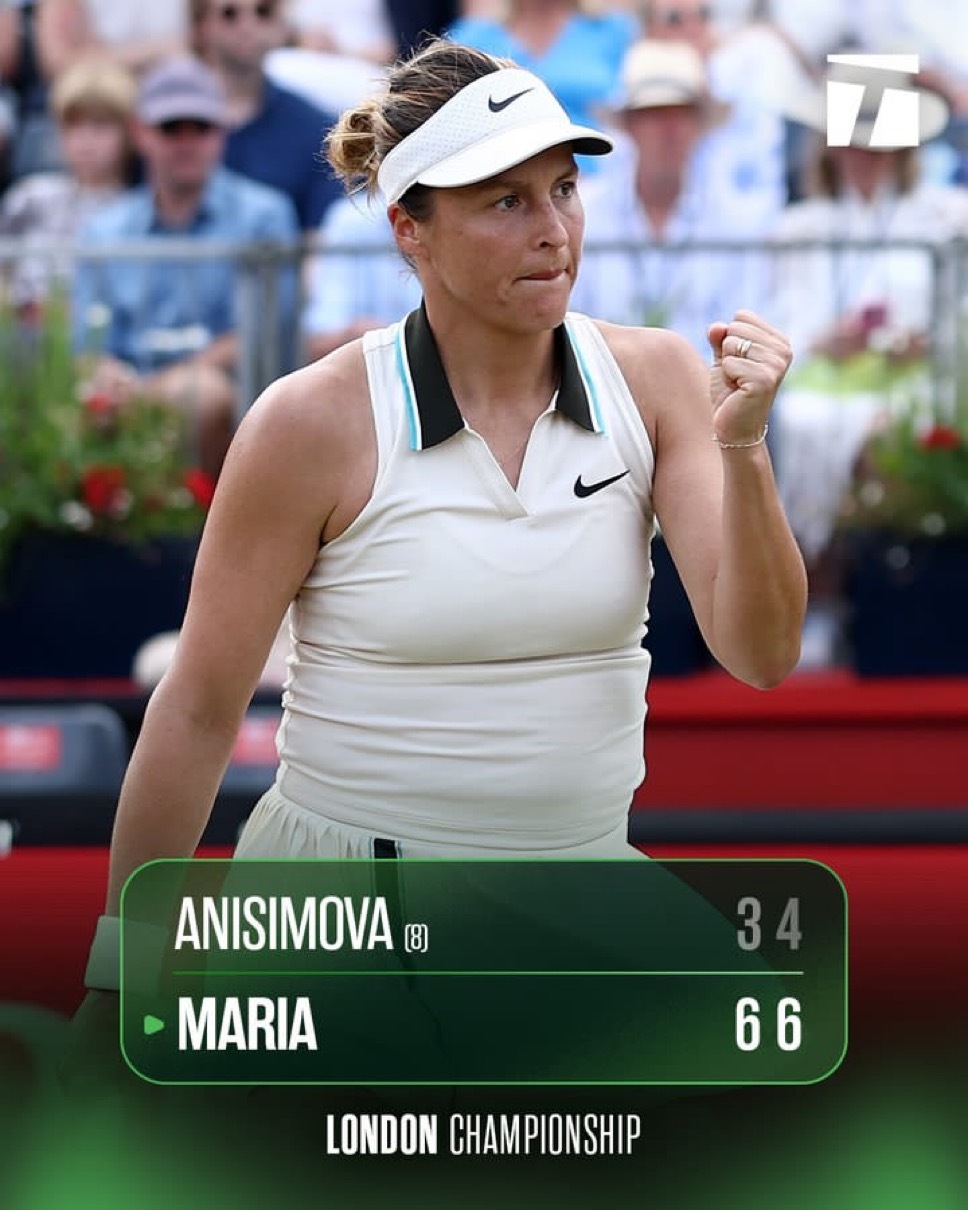 切如削！37岁德国老将T·玛利亚6-3、6-4力克阿尼西莫娃，在WTA500伦敦