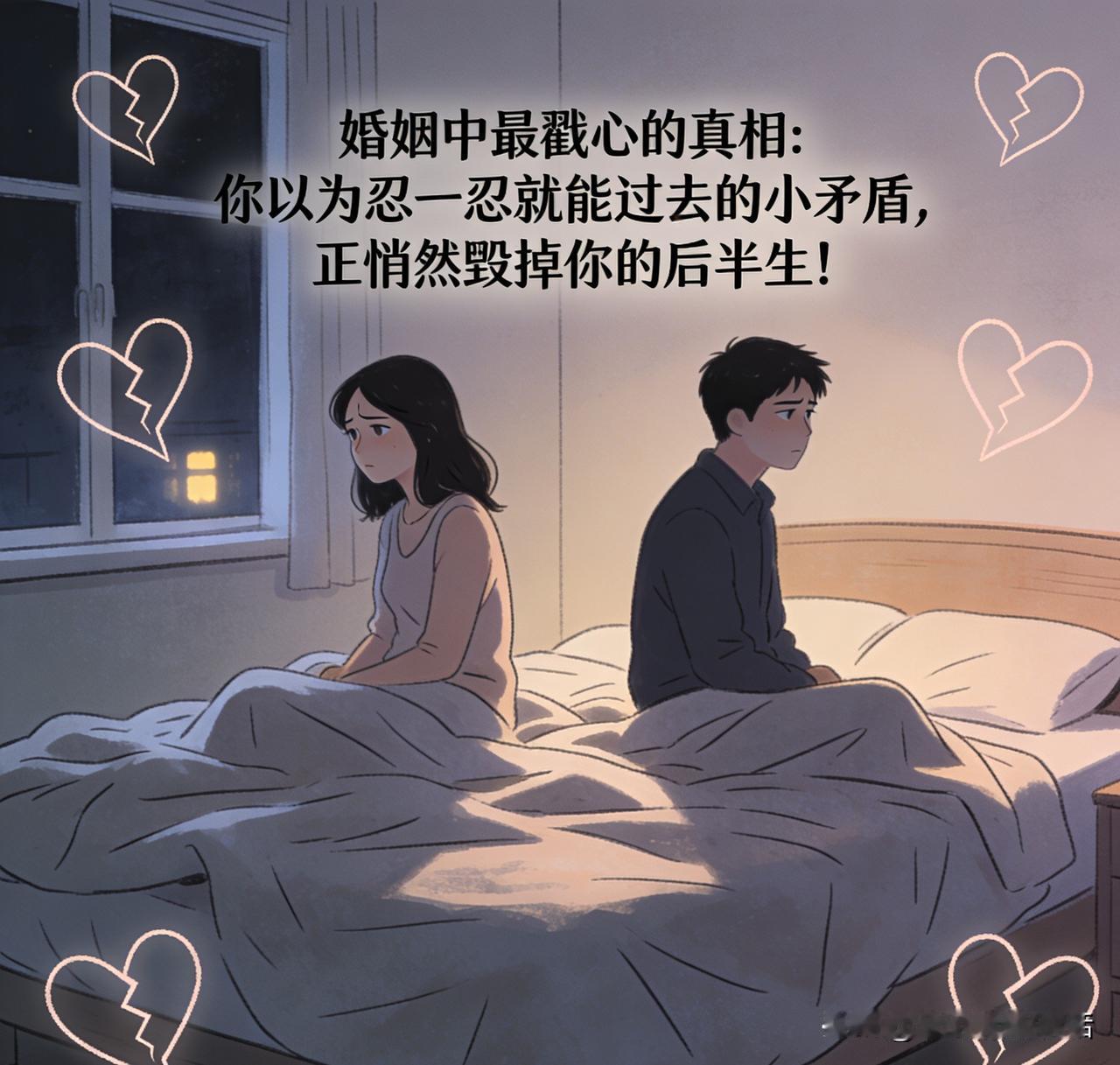 “婚姻中最戳心的真相：你以为忍一忍就能过去的小矛盾，正悄然毁掉你的后半生！”
婚