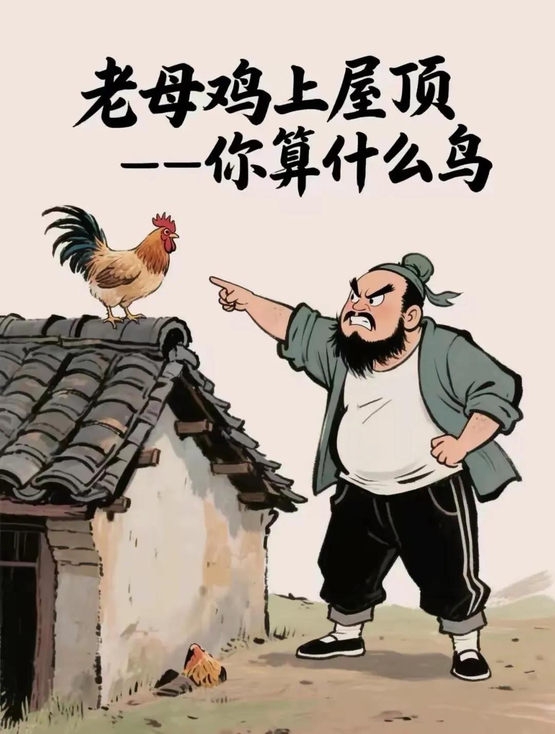老母鸡上屋顶——你算什么鸟！茅坑里点灯——找(死）屎！乌龟爬门坎——早晚要栽跟头