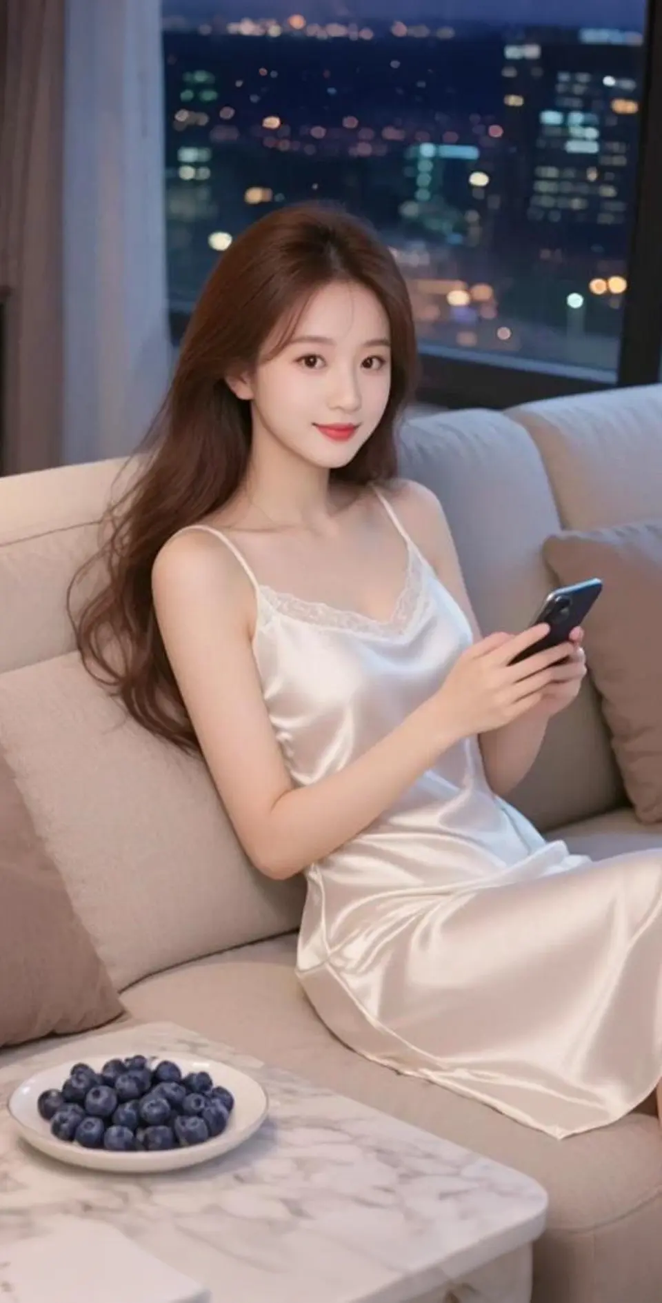 AI扩图 AI夜景沙发拍
