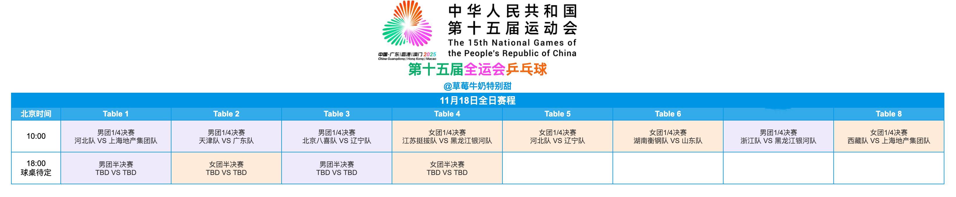 第十五届全国运动会丨11月18日全日赛程 