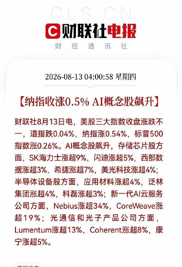 隔夜美股彻底嗨了，全球科技赛道迎来双重重磅利好。首先是美国7月通胀数据回落，加息