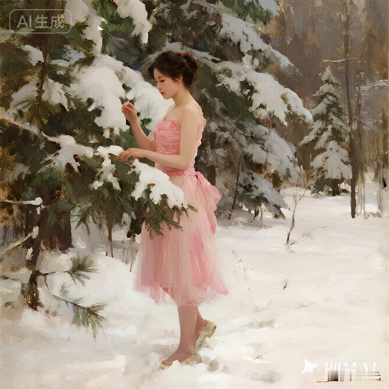 临江仙·雪松遇美人
 
寒岫雪松凝素，冰枝犹带清霜。
危崖独立傲穹苍。
风姿惊岁