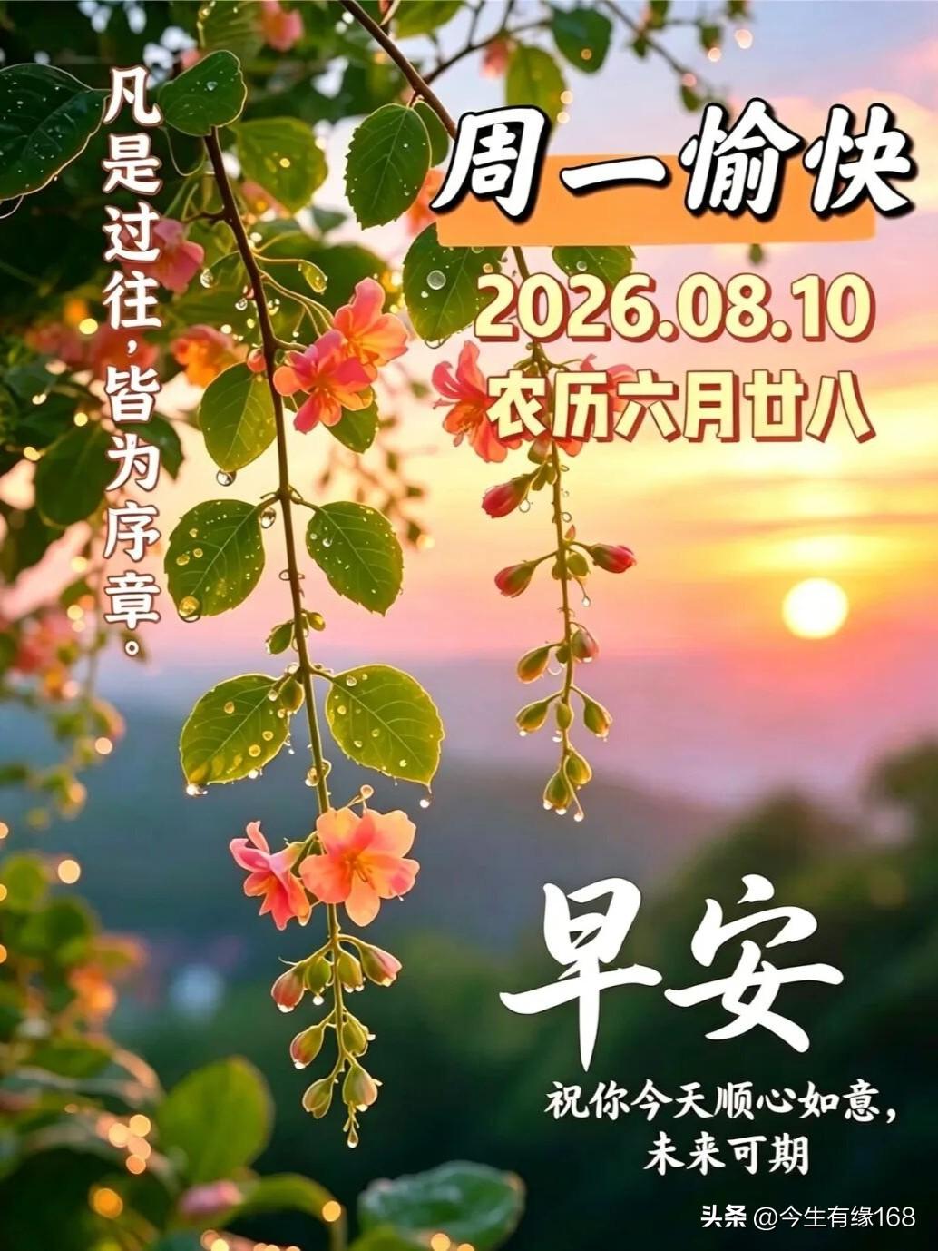 🌻周一早安，新周愉快！
 
带着元气和温柔开启新的一周，不负晨光，也不负自己。