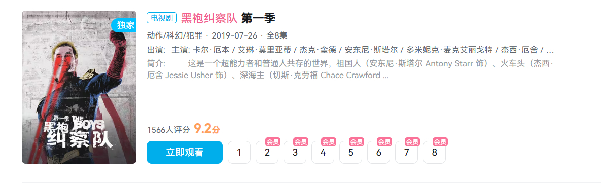 【收手吧阿祖】《黑袍纠察队》第一季现已上线B站，共八集。黑袍纠察队第一季上线B站