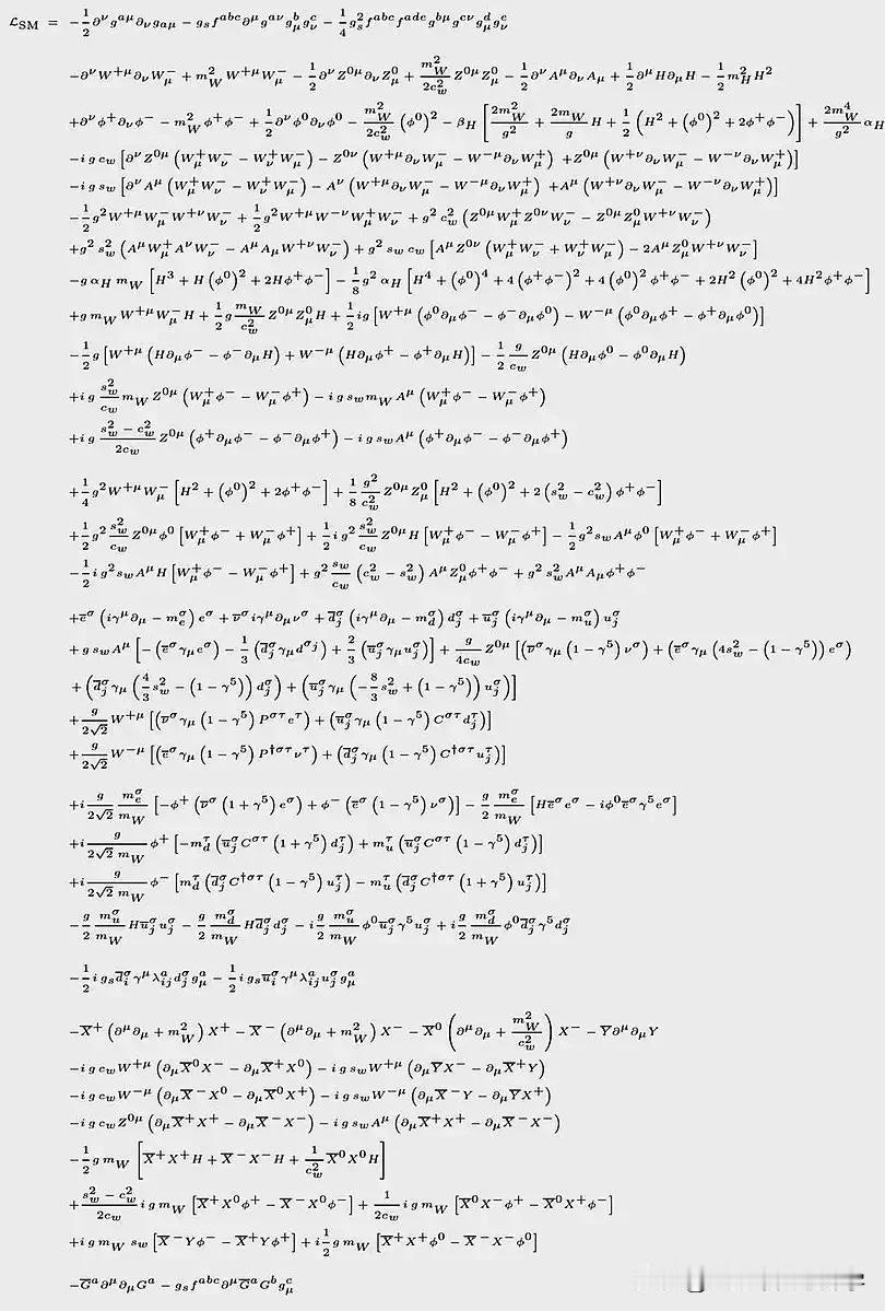 数学物理不分家，例证—拉格朗日模型，
本质是总结粒子物理标准模型的数学表达式，
