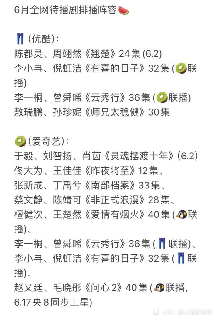 四大平台6月排播莫离翘楚灵魂摆渡十年对打！暑期档开局就这么激烈期待灵魂摆渡十年！