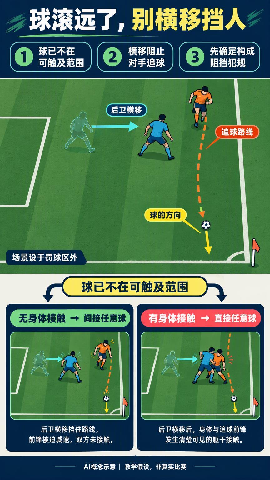 后卫护送球出底线，不碰球就一定是在阻挡吗？球慢慢滚向底线，后卫侧身跟着走，始终没