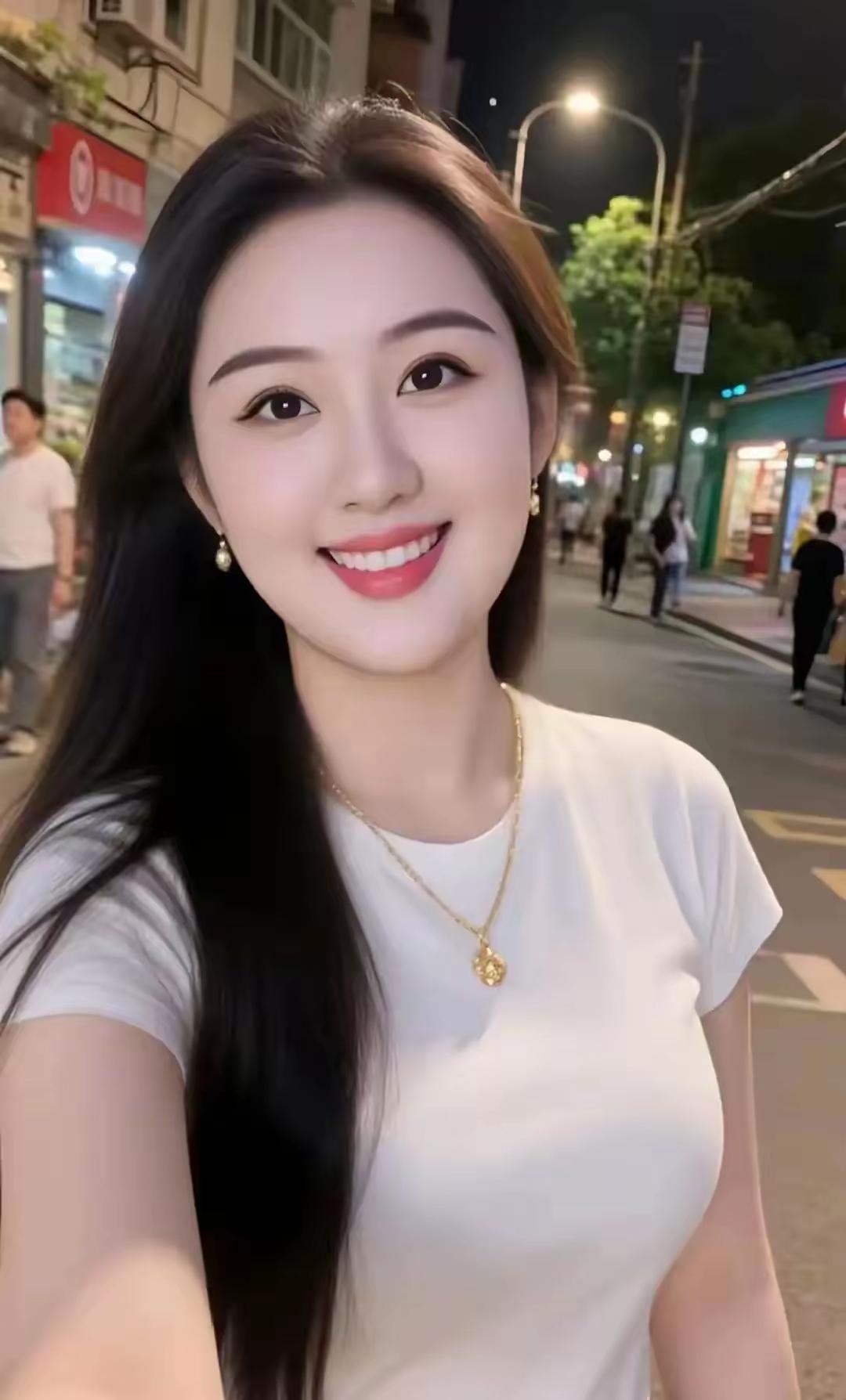 夜晚的街拍，微笑的少女，时尚穿搭，自信满满！🌃👩‍❤️‍💋‍👩👗💄