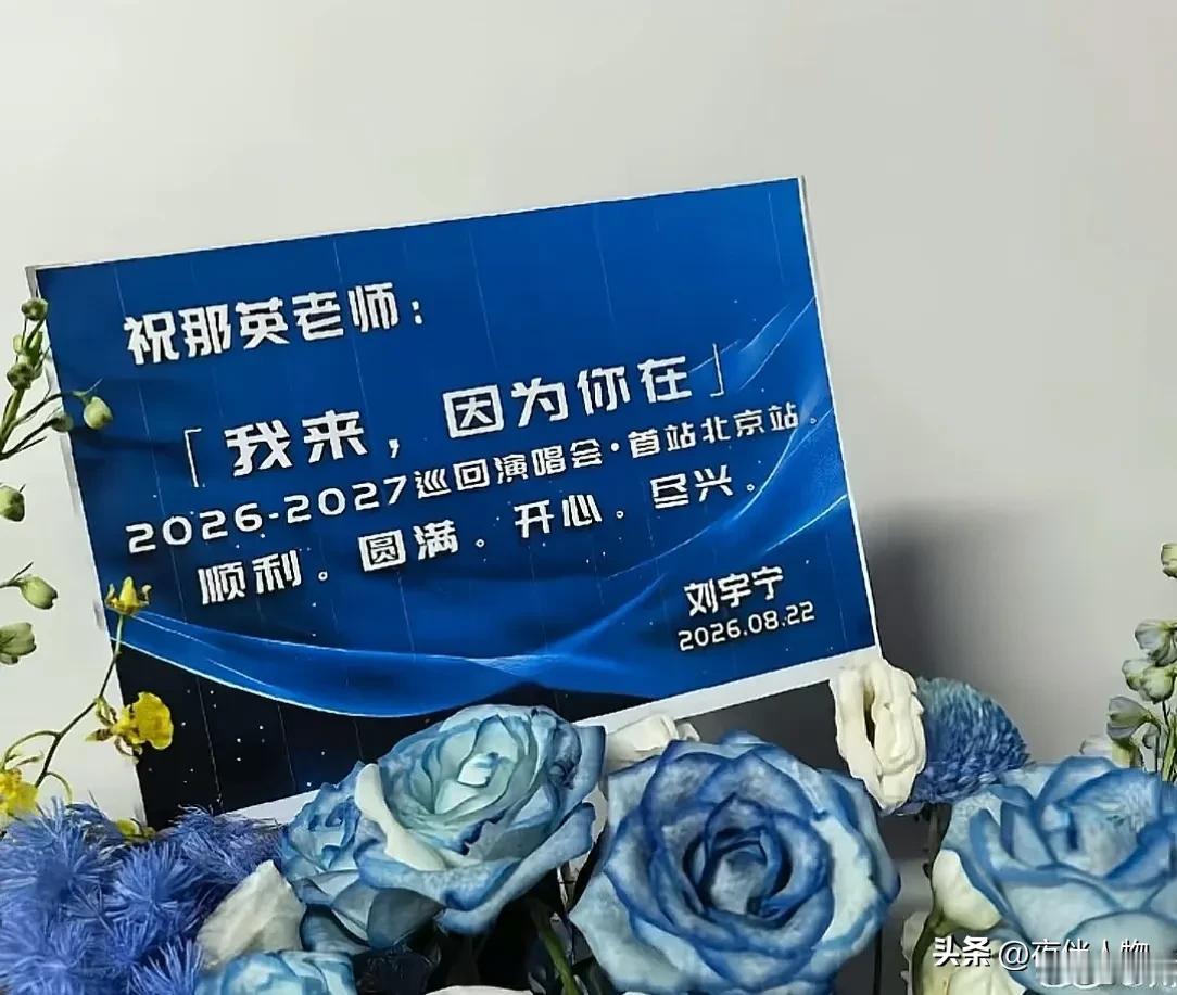演唱会，那英看到刘宇宁送的蓝色玫瑰，格外惊喜：“小宁，我们的刘宇宁。”天后对刘宇