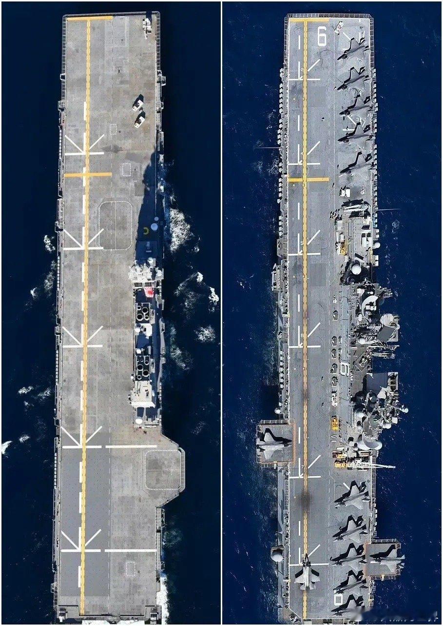 改造后的出云号像极了美国的“美利坚”级两栖攻击舰，不过二者的吨位差距蛮大的，前者