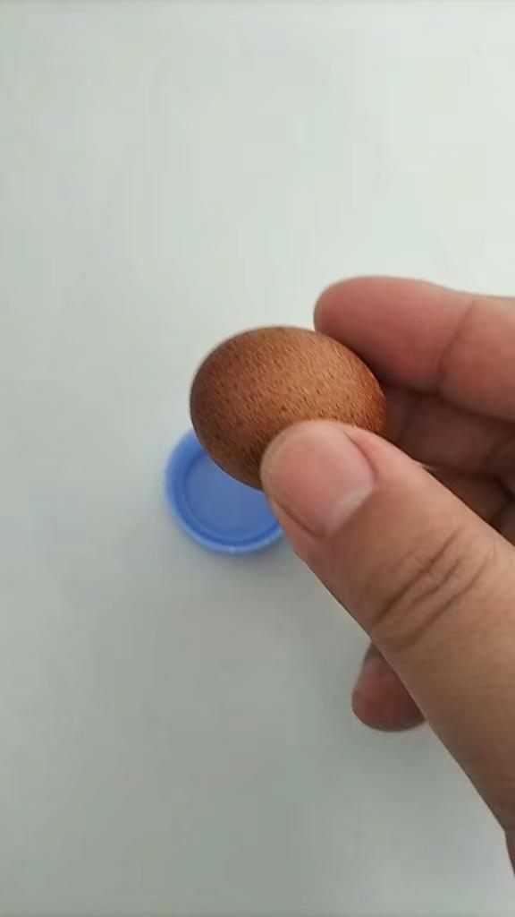 老家养的鸡下蛋了，第一个蛋好小啊。