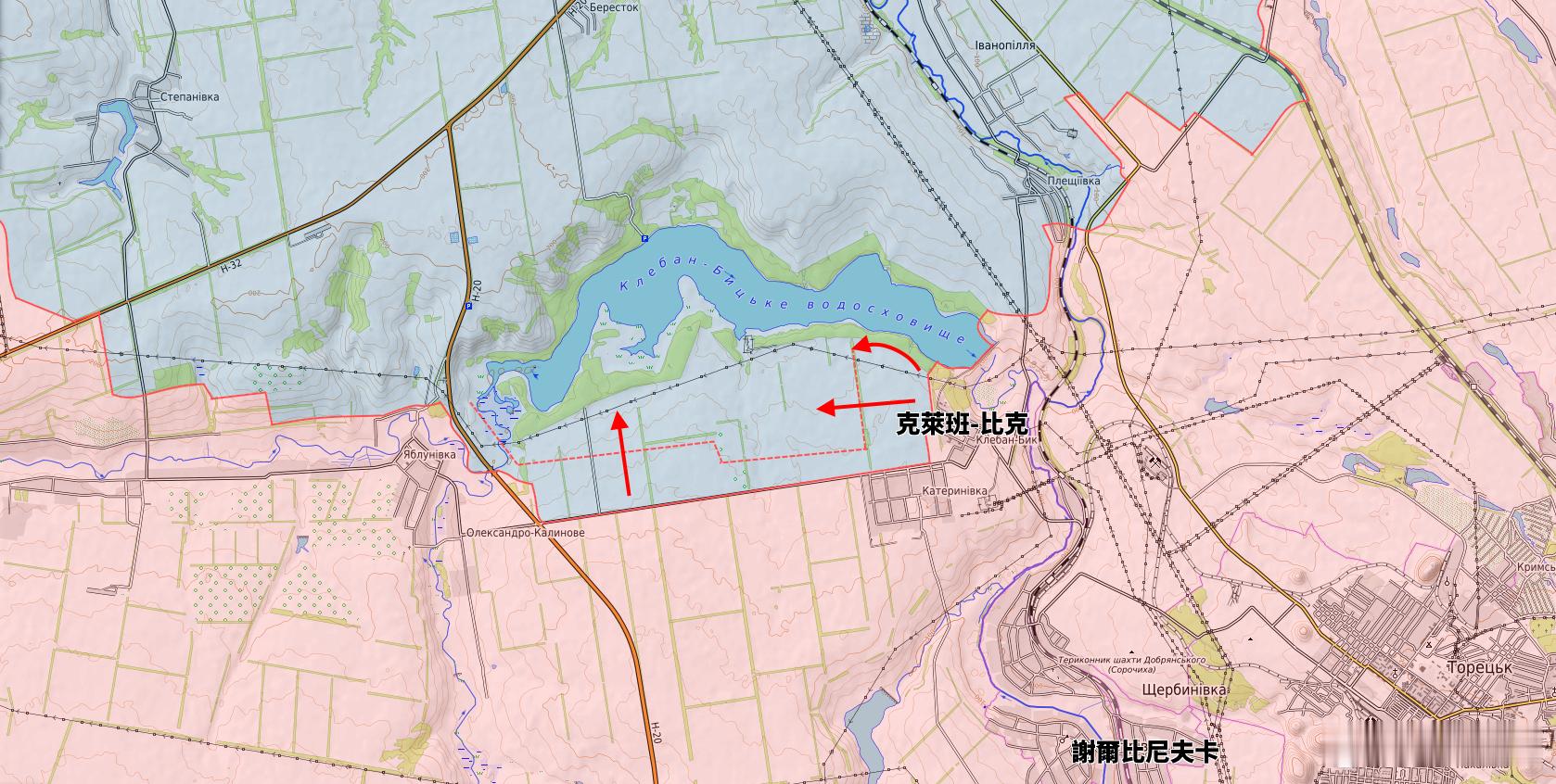 俄軍繼續收縮克萊班-比克水庫以南的包圍圈。 ​​​