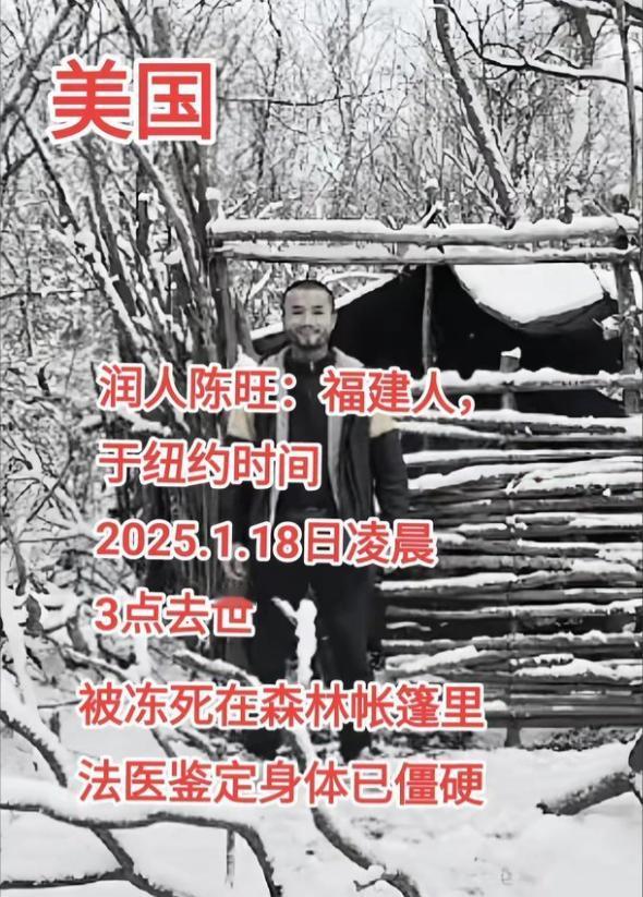 悲剧！他费尽千辛万苦来到美国，却在春节前被冻死森林帐篷，网上传出陈旺死讯瞬间引起