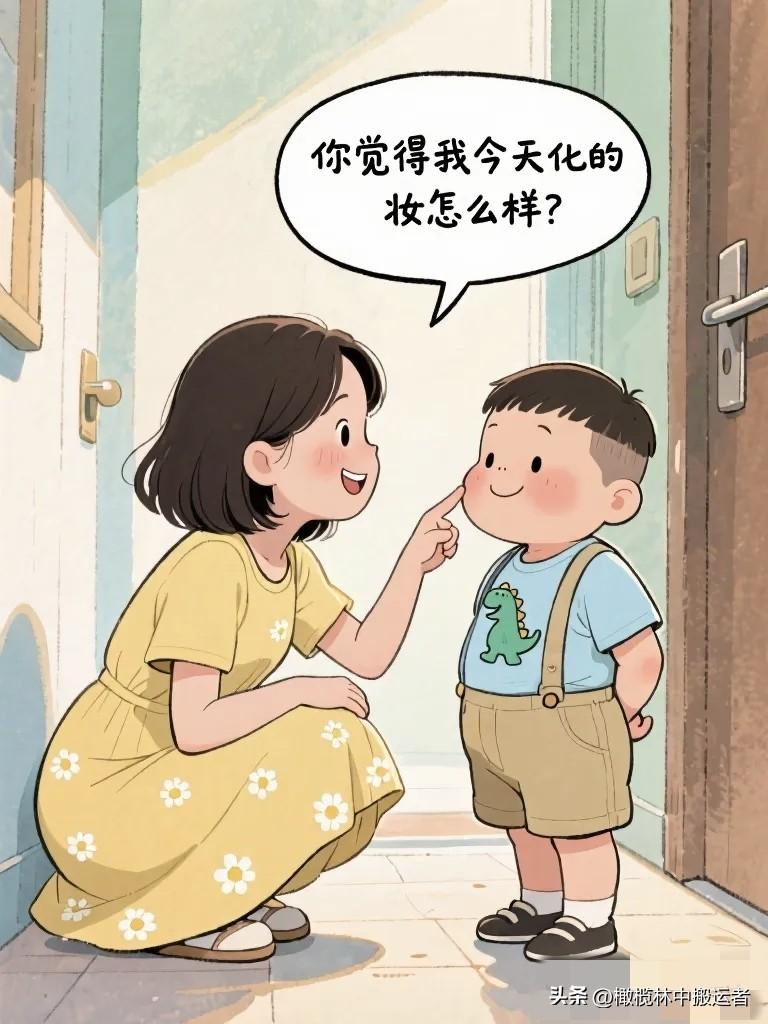 搞笑漫画：姐姐出门前问弟弟：“你觉得我今天化的妆怎么样？” 弟弟看三秒：“你化了
