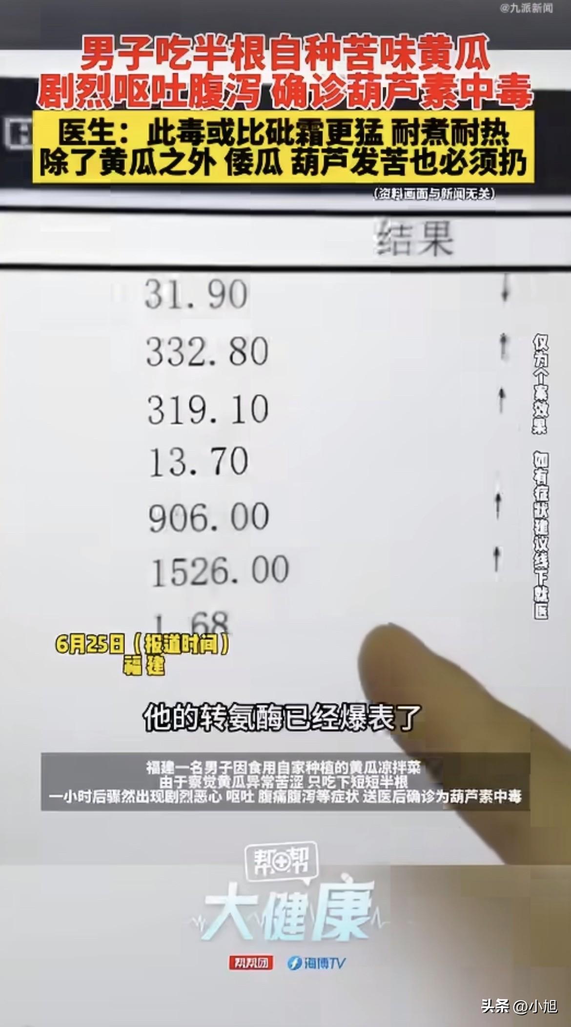 福建一个男的，从自家菜园摘了根黄瓜，想做盘凉拌菜。

一口下去，苦得跟嚼了黄连似
