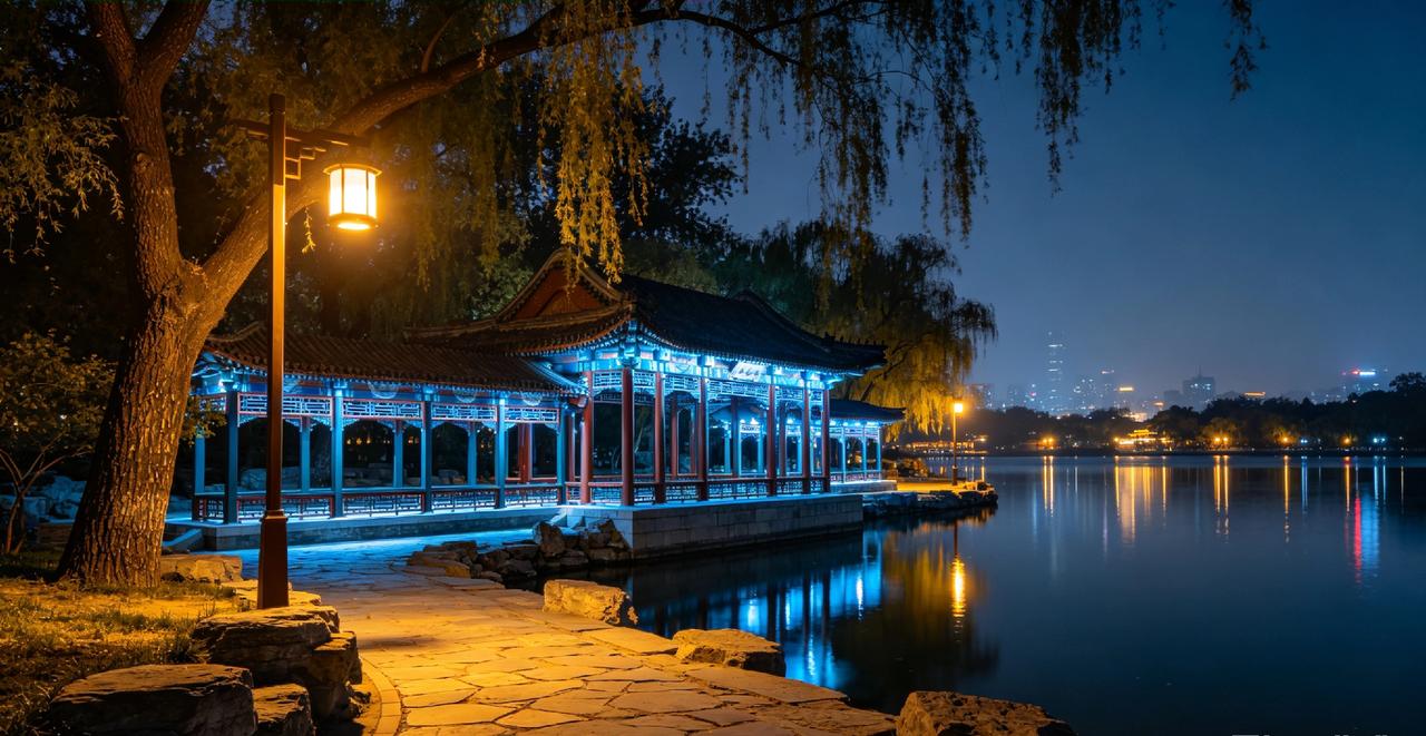 随手一拍的北京公园的夜景