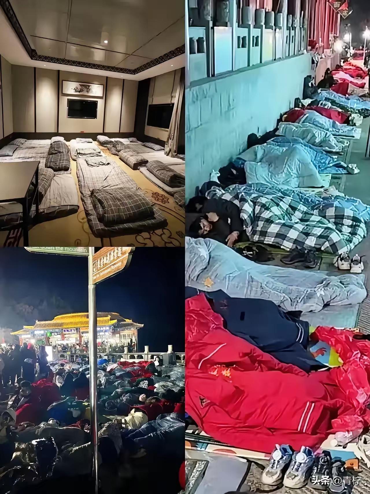 泰山没火，泰山酒店却火了！
不是因为一间房8个床位，而是因为一张垫子300块租金
