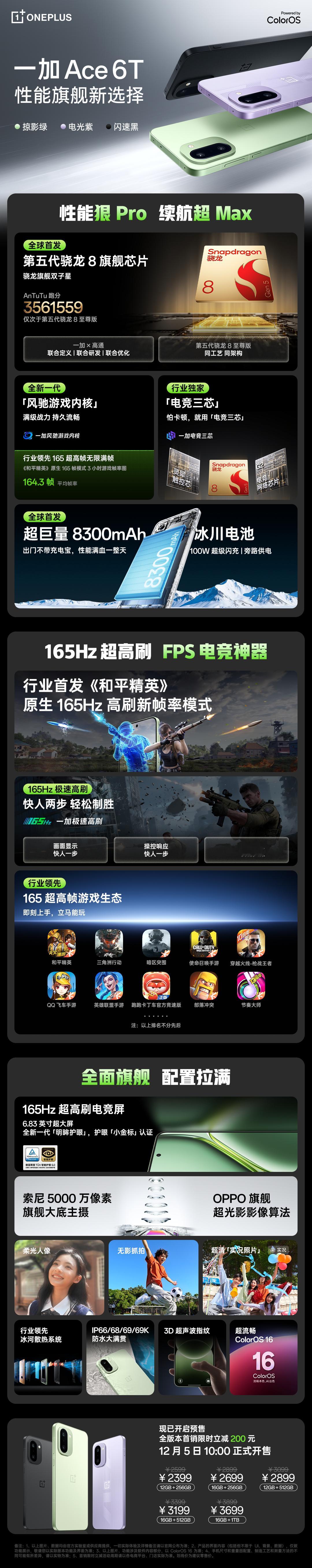 一加Ace 6T 2399起神里绫华定制版3699各位加油，觉得怎么样？ 