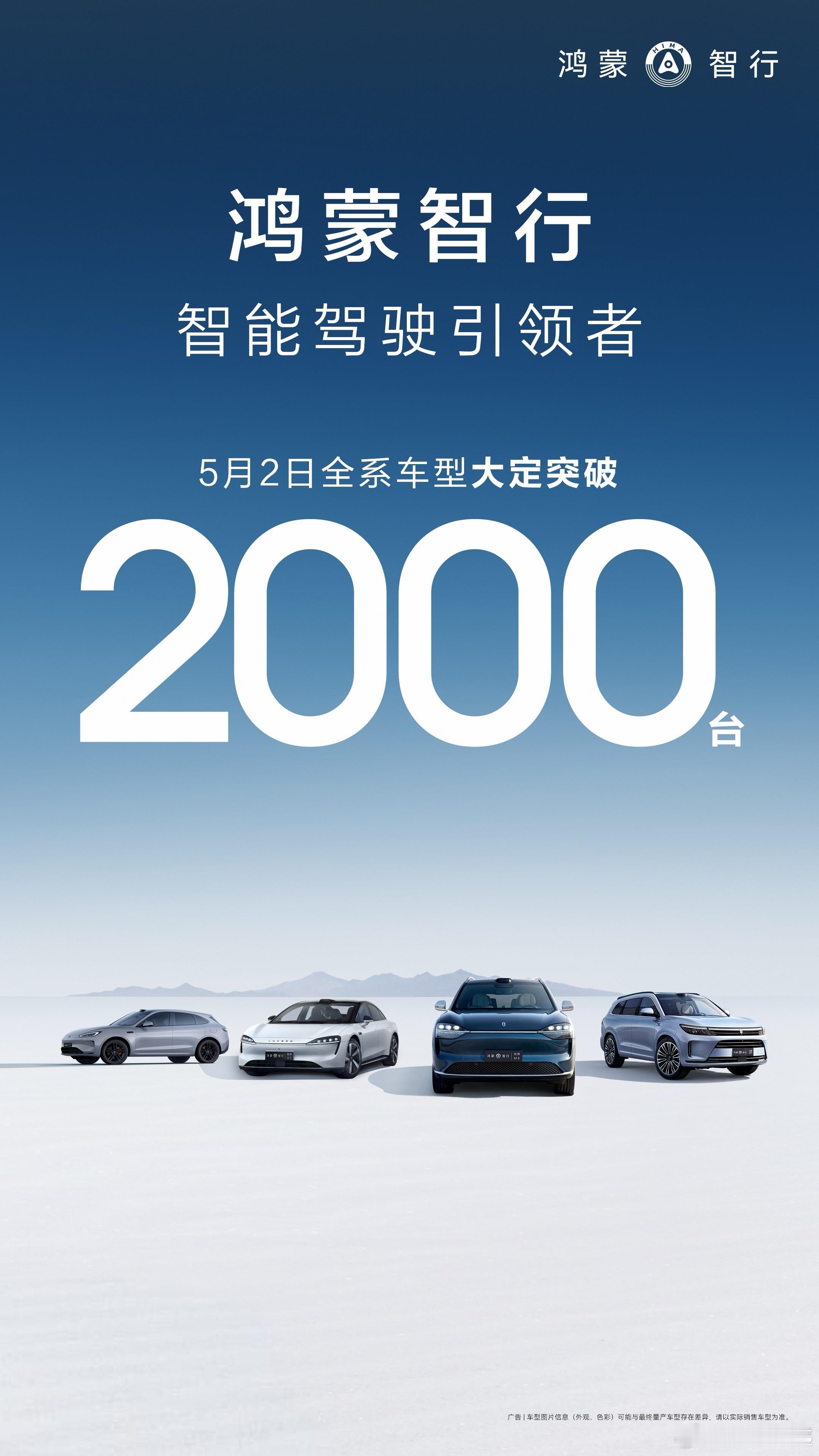 鸿蒙智行有点火呀！五一假期第二天，大定又突破2000台，好家伙，你们不旅游，都去
