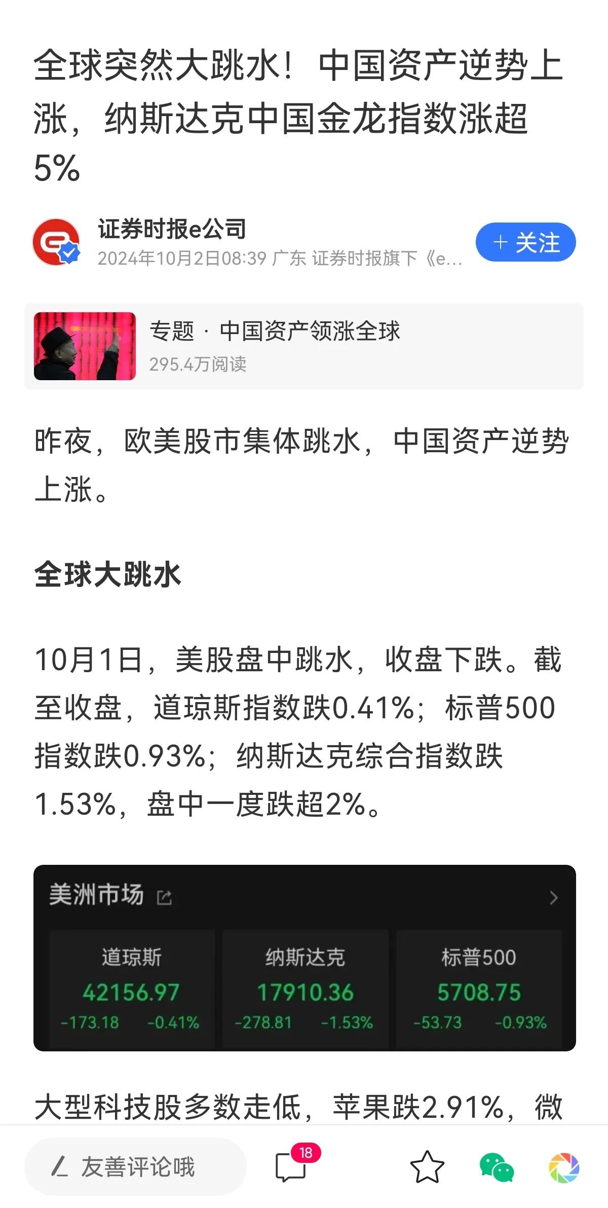 欧美股市集体跳水，中国资产逆势上涨。
数字货币市场大跌。比特币一度跌至60000