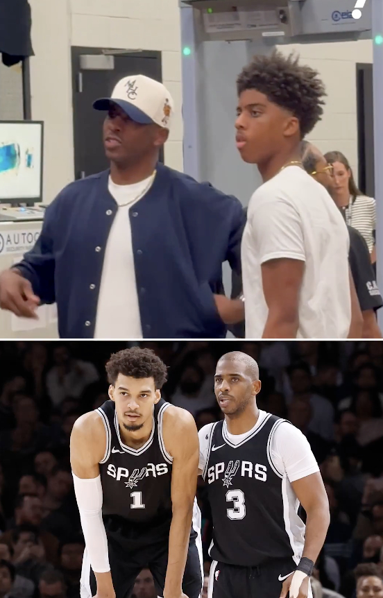 NBA总决赛尼克斯vs马刺 克里斯-保罗来看总决赛G2，上赛季保罗效力马刺，也许
