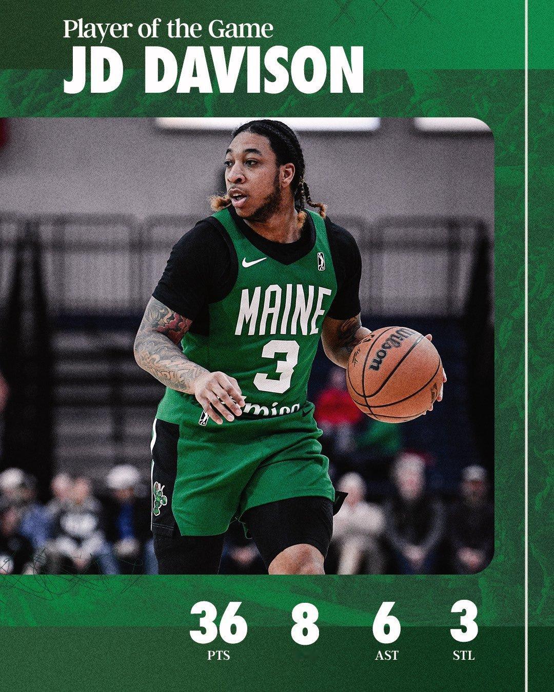 缅因州凯尔特人  Player Of The Game : JD Davison
