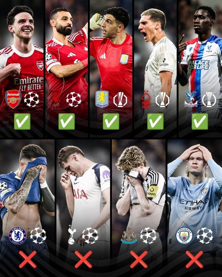 欧洲三大杯1/8决赛踢完之后，9支参加比赛的英超球队，有5支打入了八强。输球的四