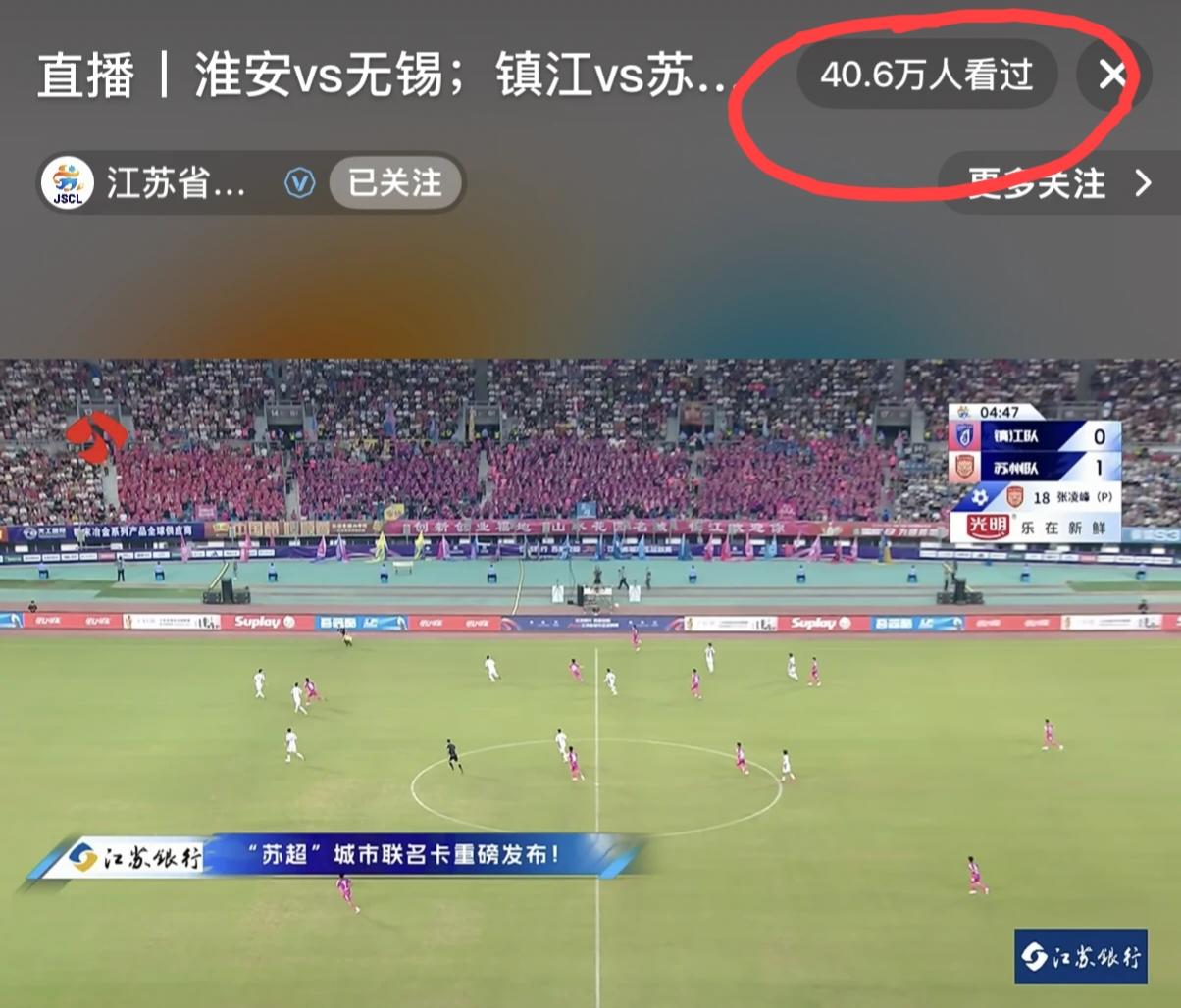 世界杯周期，你苏超去年这么火爆，现在热度也是不行了吧？直播间只有40.6万人看，