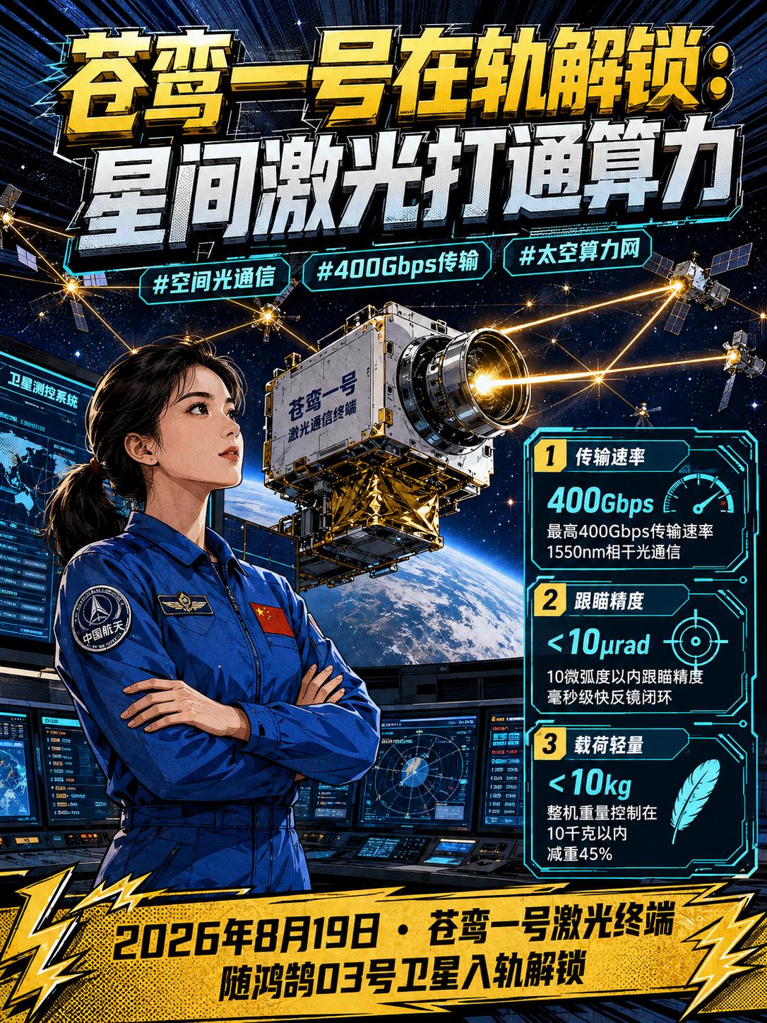 苍鸾一号激光终端在轨解锁，星间超高速光通信如何打通太空算力？
东风商业航天创新试