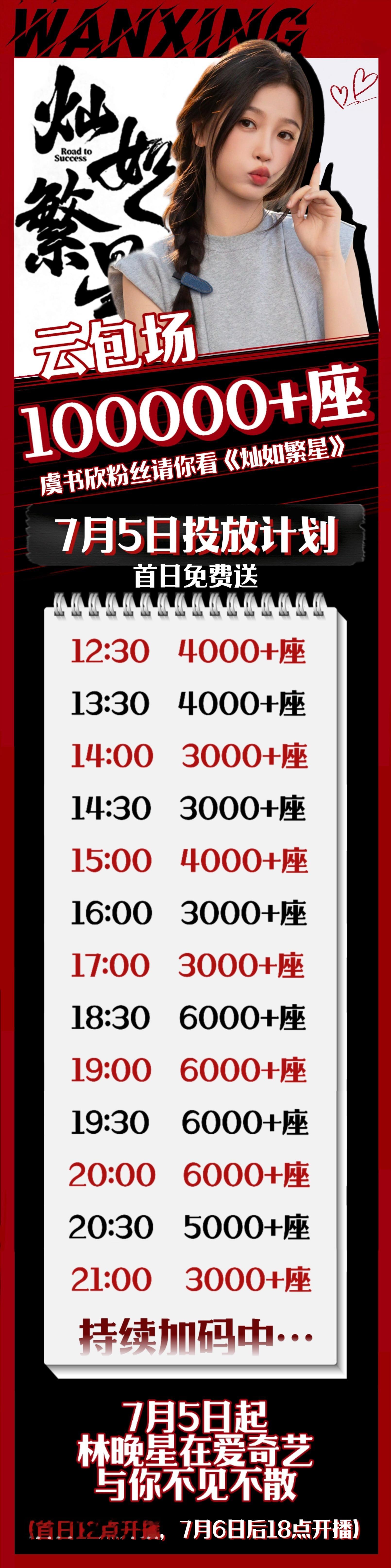 虞书欣 ⚽️虞书欣林晚星虞书欣灿如繁星 ⏰《灿如繁星》云包场7月5日投放计划📣