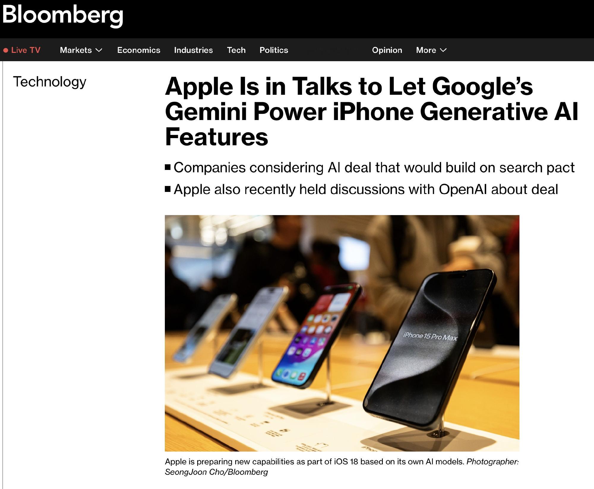 微软的AI布局，对苹果步步紧逼。现在Apple选择和Google站在一起，未来在