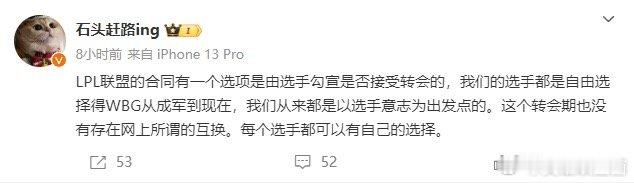 WBG老板澄清选手互换：LPL合同有选项是由选手勾选是否接受转会[doge][d