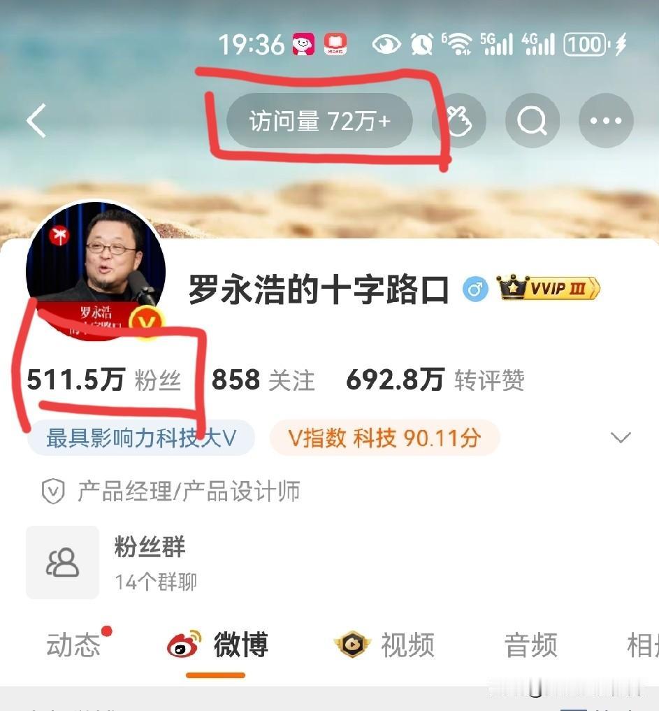 罗永浩赢麻了！账号日访客量达到72万＋，粉丝数量从5月份的400万＋涨到现在的5
