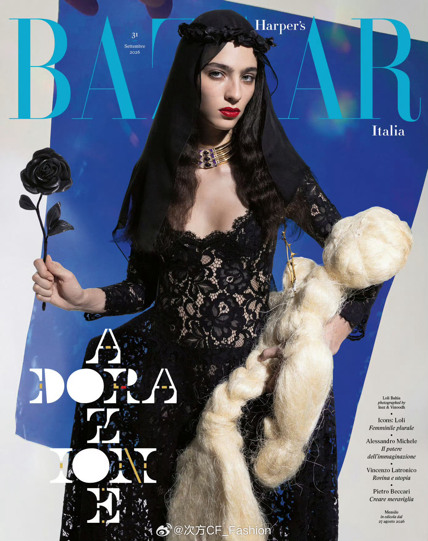 loli bahia出镜Bazaar意大利版9月刊封面！大浓妆依旧完美拿下～时尚