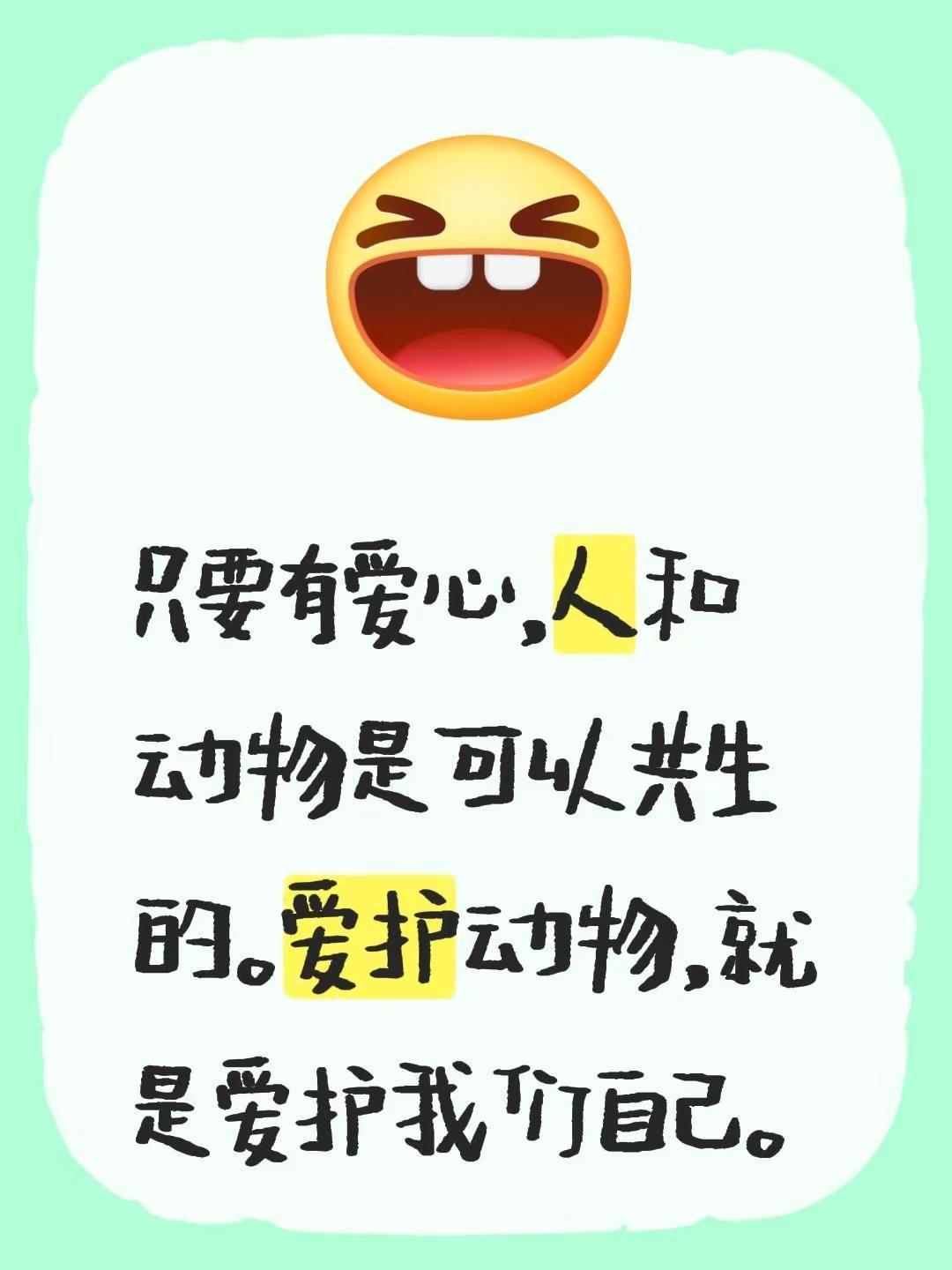 我评论了@一Li米 的作品：只要有爱心，人和动物是可以共生的。爱护动物，就是爱护