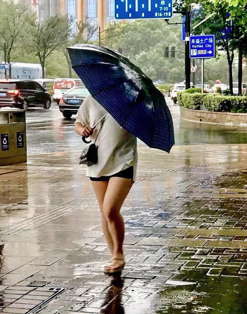 风斜雨密，伞下独行，

城市湿透，人还稳着。