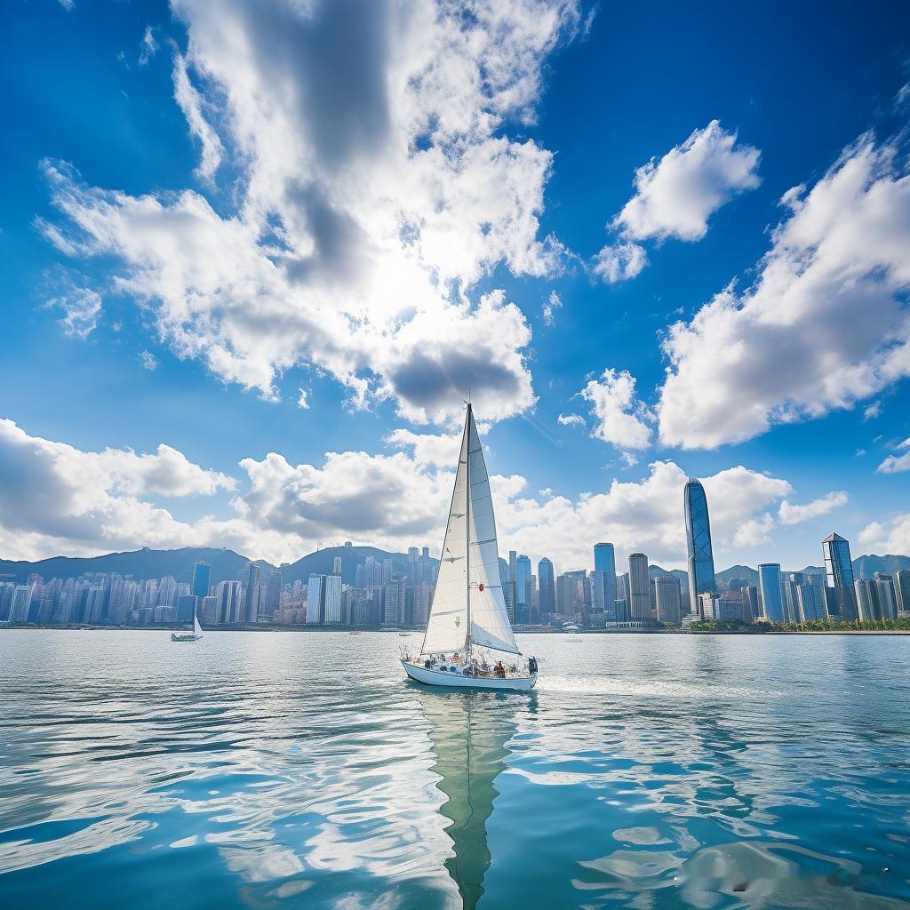 #分享随手拍的美丽风景#
🚤 乘坐白帆船，沐浴阳光，畅游香港维港！🌞 
在白
