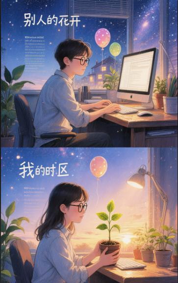 每个人都在自己的时区里，不必嫉妒别人的花开