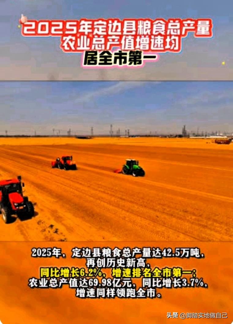🔥定边牛！全市第一！粮食产量、农业产值双双领跑榆林！
 
家人们，定边县这次真