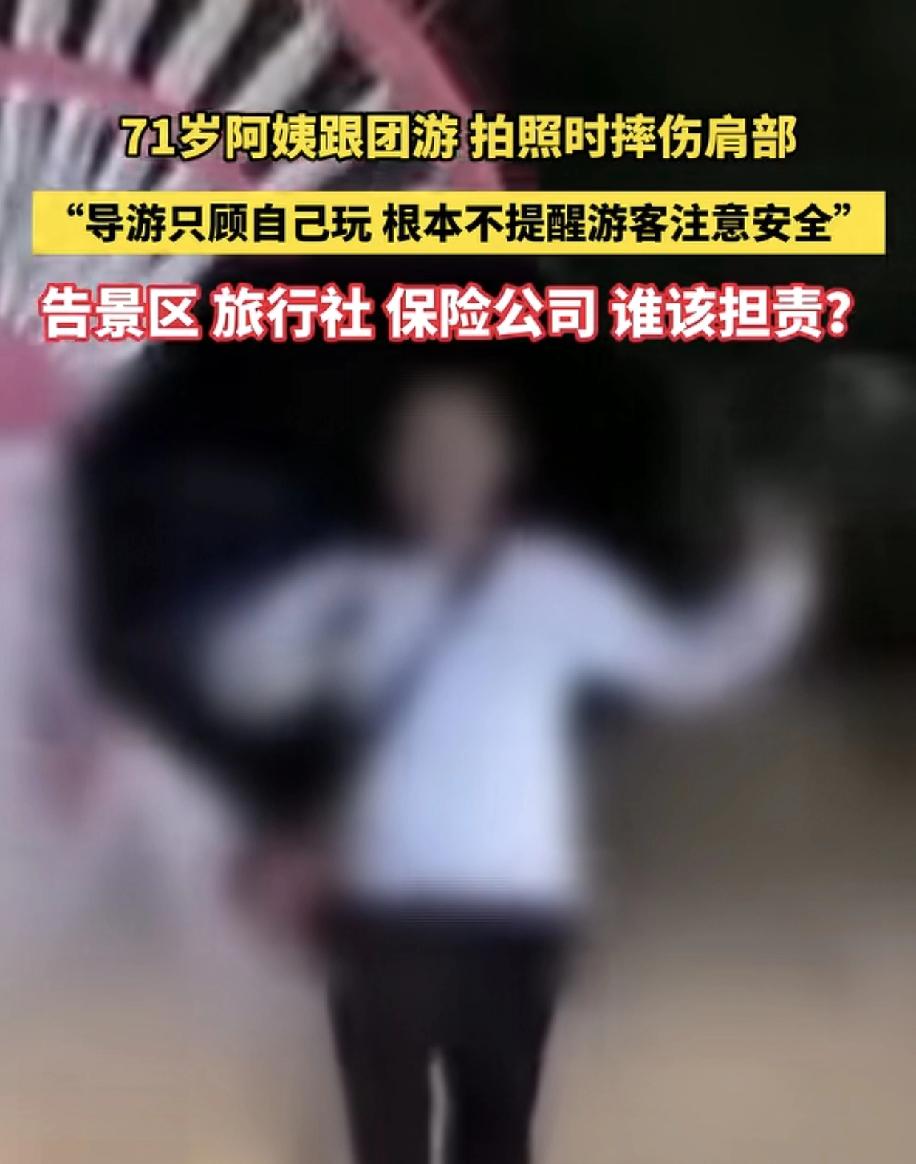 71岁游客景区游玩，不小心摔伤，怪天怪地怪空气，还怪导游自己玩，不管他们，关键导