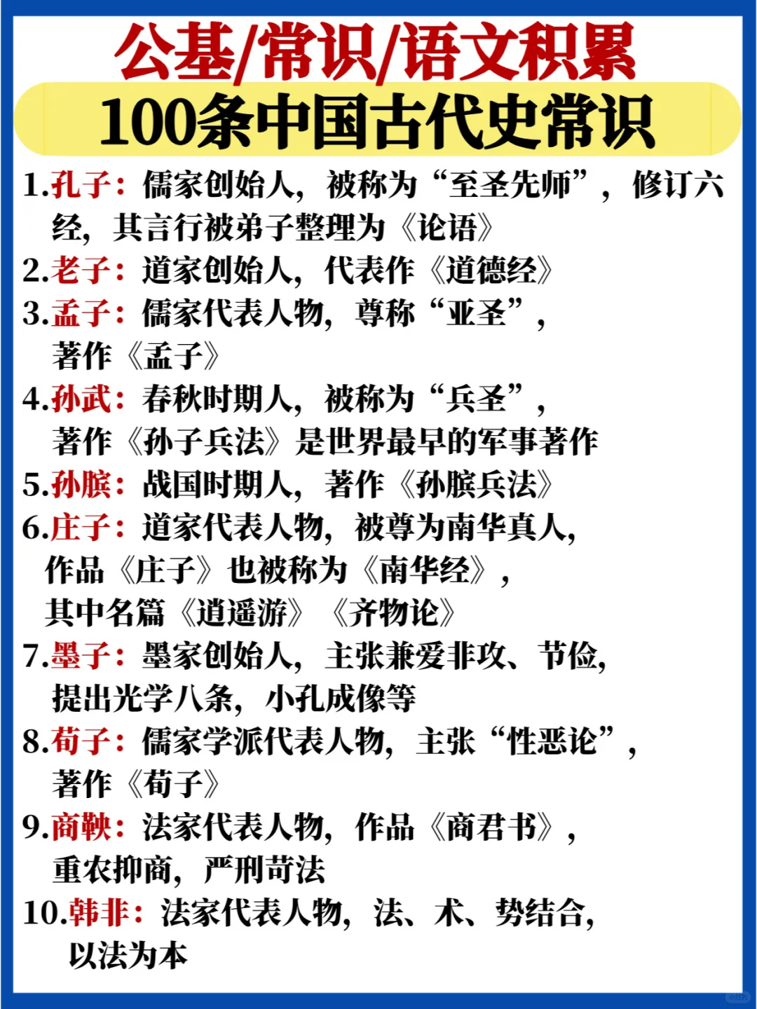 100条中国古代史知识点💯公基常识积累