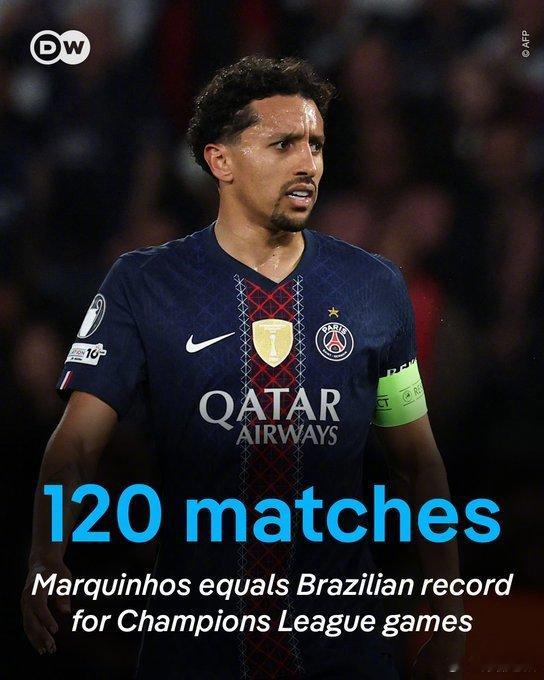 【里程碑】巴黎圣日耳曼5比4拜仁 ，巴黎队长马尔基尼奥斯在欧冠出场次数达到120