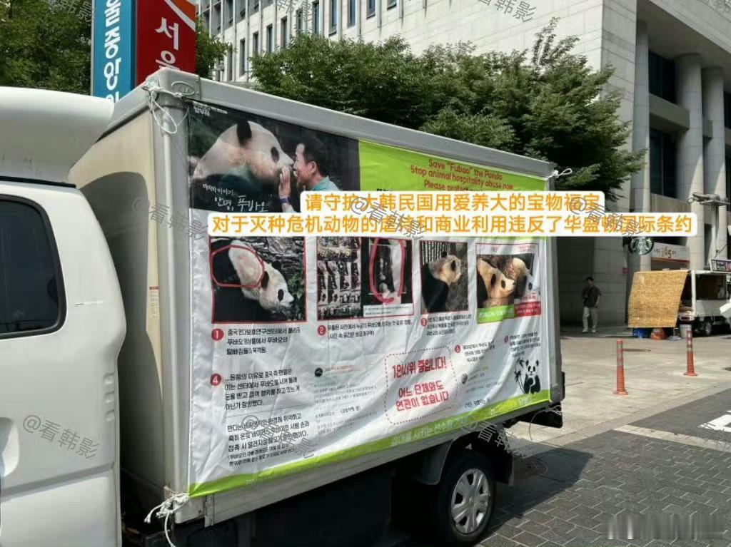 韩国人在端午节当天，又开始在驻韩大使馆门前用卡车给福宝“维权”。韩国人之前去了纽